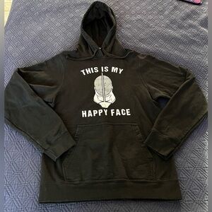🤺 Gildan Black 'This Is My Happy Face' Fencing Hoodie Size S